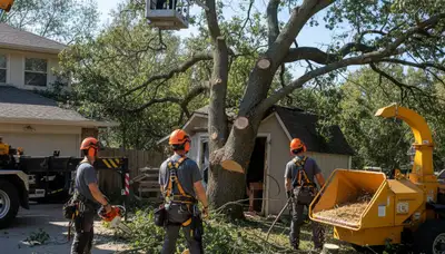 Emergency tree service crew clearing storm damage in Easton, PA