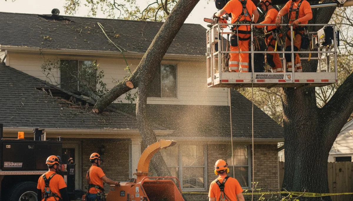 Emergency tree service crew removing storm-damaged trees in Easton, PA