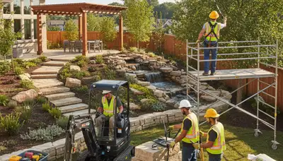 Landscape design for Easton, PA tree service property with slope and drainage planning