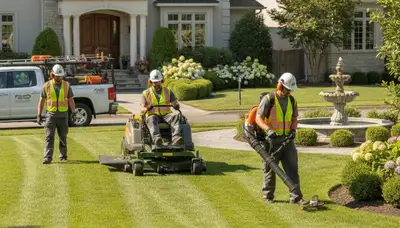 Tree service crew providing lawn care in Easton, PA for healthy, well-kept yards