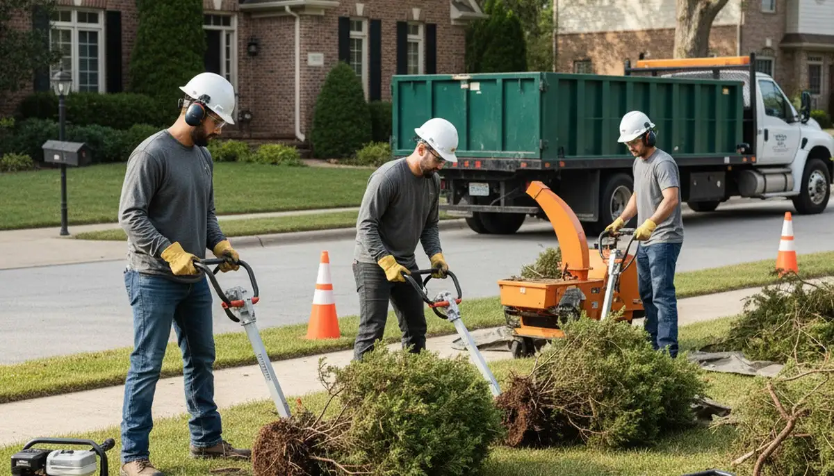 Shrub removal service in Easton, PA clearing overgrown shrubs for a cleaner, safer yard
