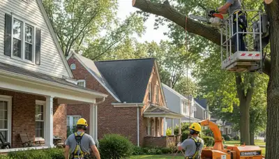 Tree service crew in Easton, PA providing professional tree removal and trimming services