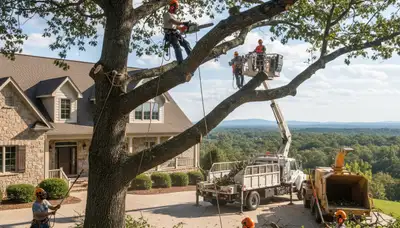 Tree service crew in Easton, PA handling professional tree care for local properties