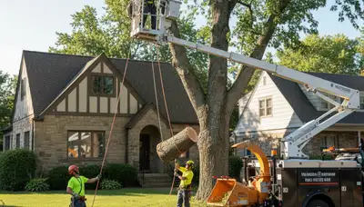 Tree service crew in Easton, PA providing professional tree removal and trimming work