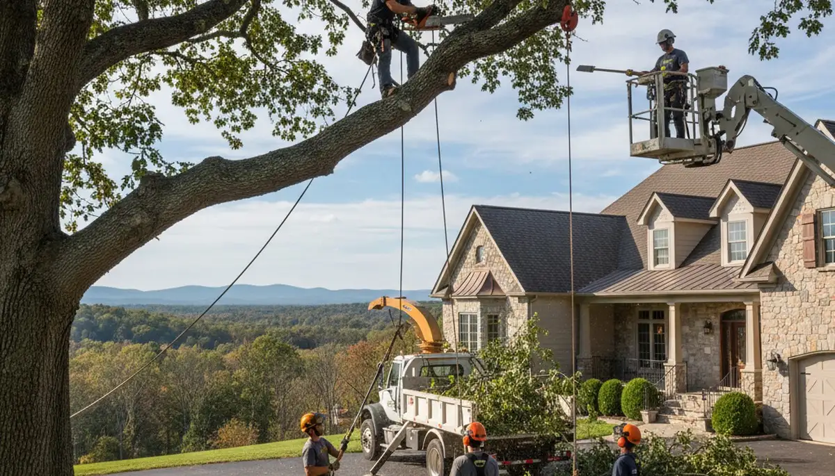 Tree service crew in Easton, PA providing professional tree removal and trimming for local properties