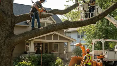 Tree service crew in Easton, PA performing professional tree removal and trimming