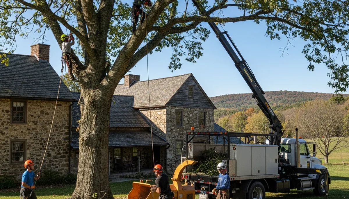 Tree service crew in Easton, PA providing professional tree removal and trimming services