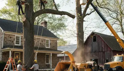 Tree service crew in Easton, PA providing professional tree care for local homes and businesses