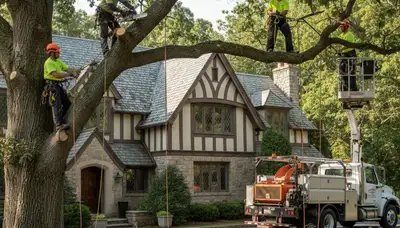 Tree service crew in Easton, PA providing professional tree removal and trimming services