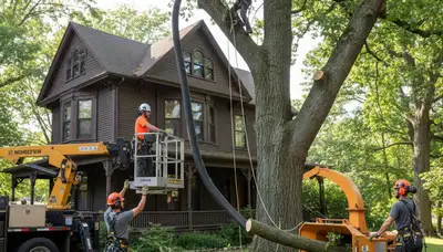 Tree service crew in Easton, PA providing professional tree removal and trimming services