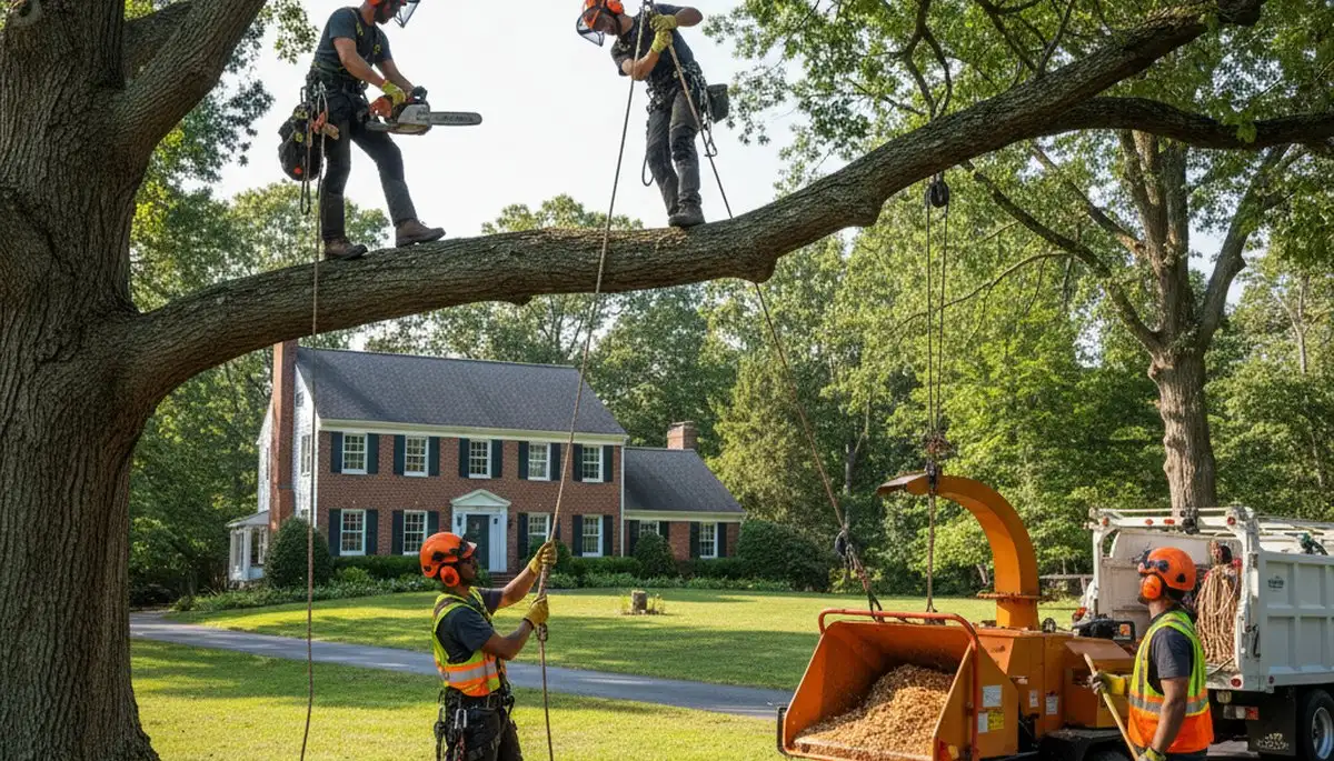 Tree service crew in Easton, PA providing professional tree removal and trimming services