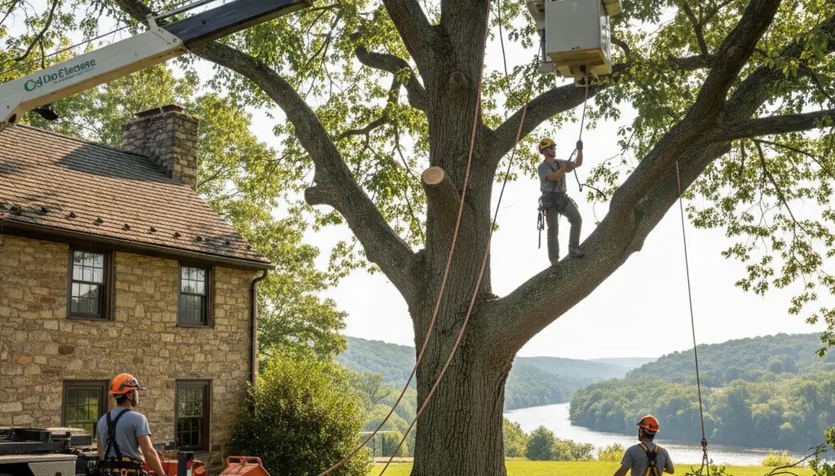 Tree service crew in Easton, PA providing professional tree care and removal for local properties