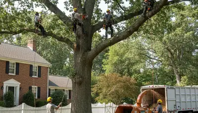 Tree service crew in Easton, PA providing safe tree trimming and removal for local properties
