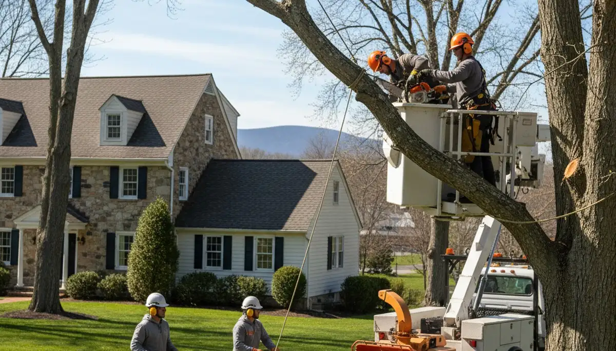 Tree service crew in Easton, PA providing professional tree removal and trimming services